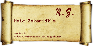 Maic Zakariás névjegykártya